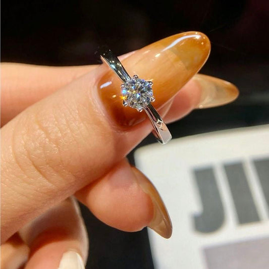 Silver plated Claws Solitaire Adjustable ring with Box