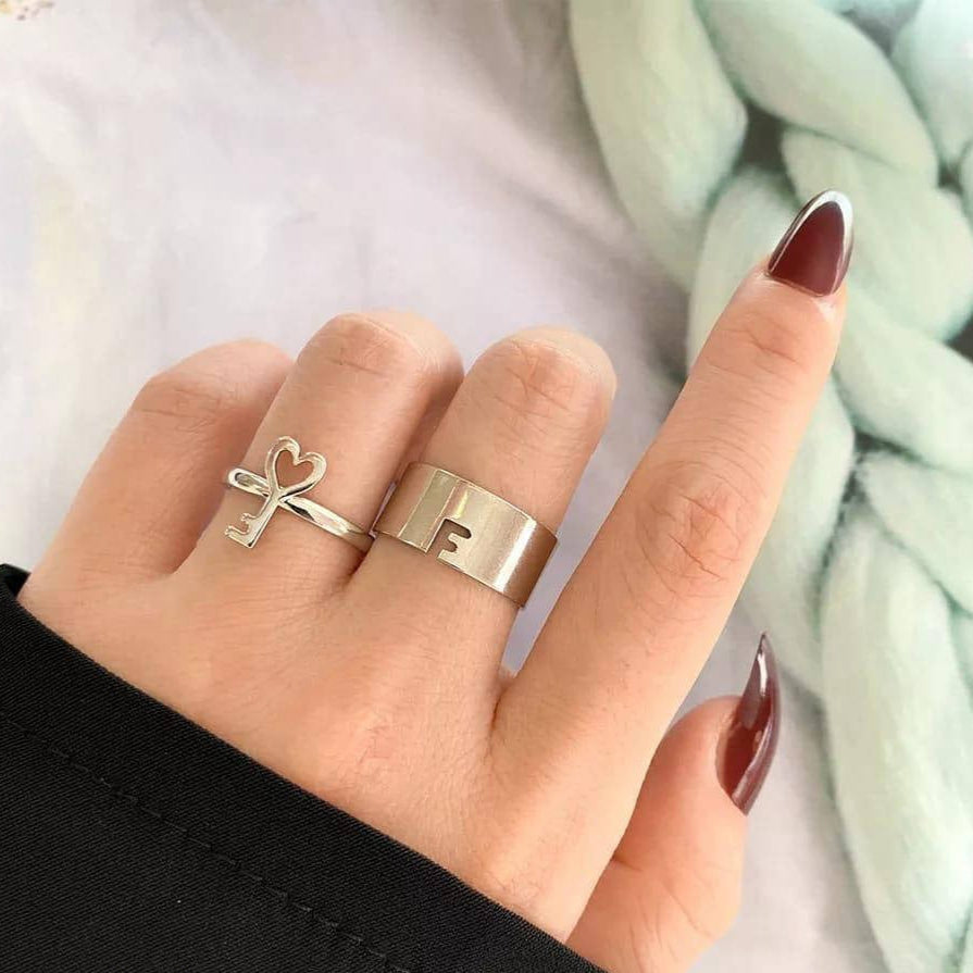 2 Pcs Lock & Key Couple Rings