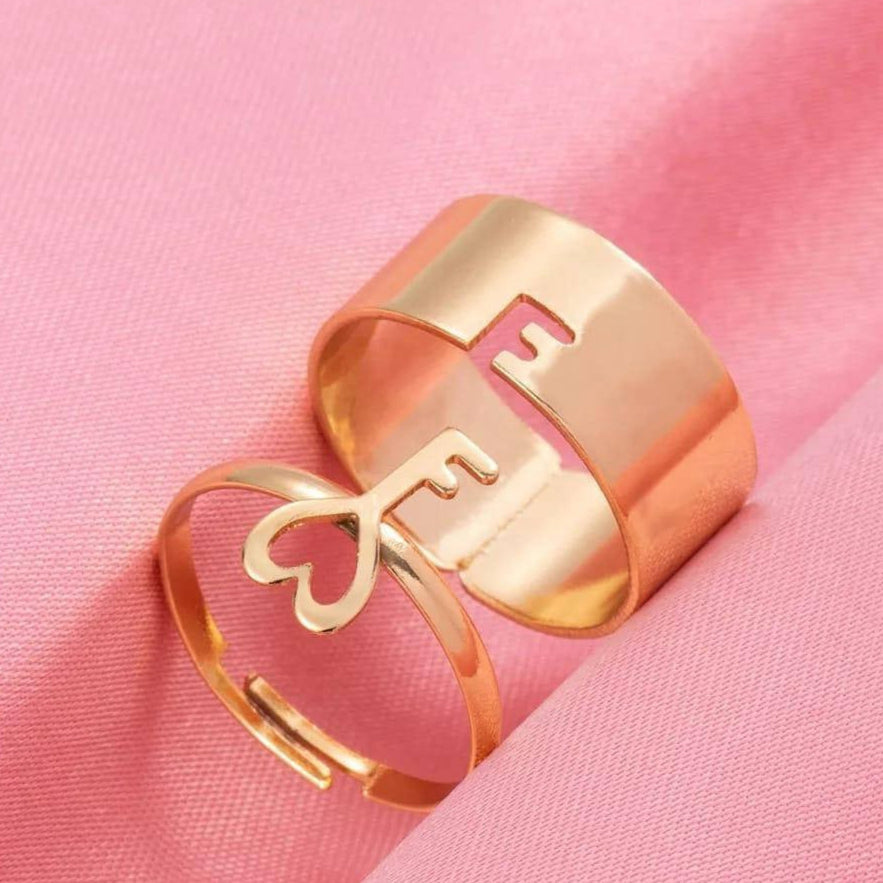 2 Pcs Lock & Key Couple Rings