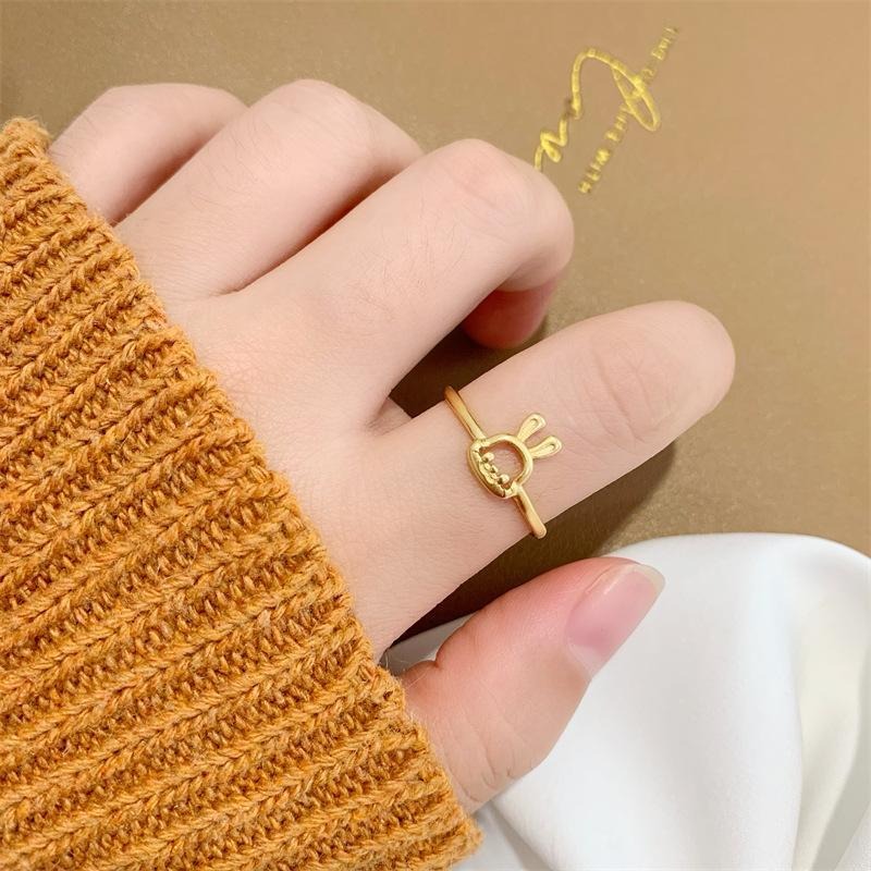 Adjustable Bunny Charm Ring