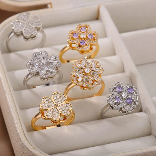 Leaf Clover Rotating Anxiety Ring