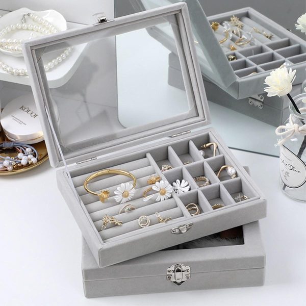 Mistico Velvet Jewelry Display Box with Glass Lid