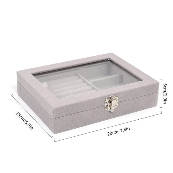 Mistico Velvet Jewelry Display Box with Glass Lid