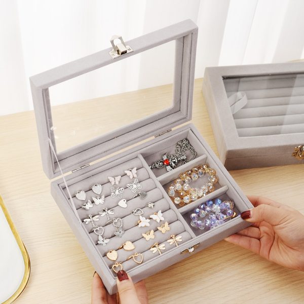 Mistico Velvet Jewelry Display Box with Glass Lid